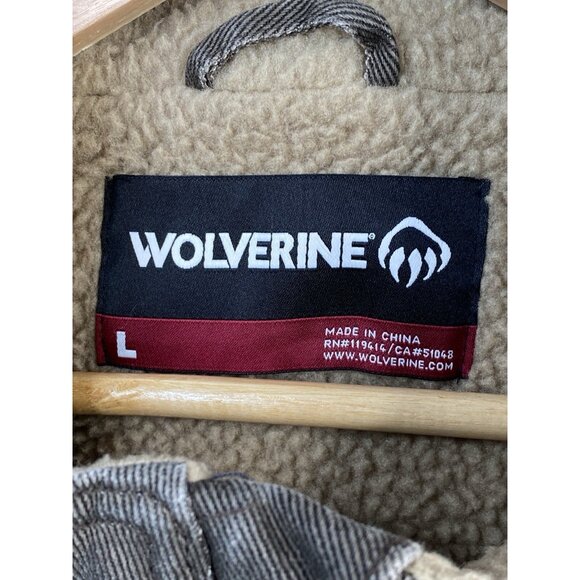 Wolverine Upland Sherpa Lined Gray Vest Twill Cotton Men’s Large Full Zip - Picture 4 of 16